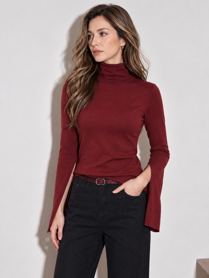 Waist-cinched denim shirt