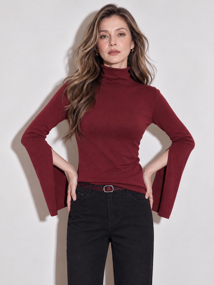 Waist-cinched denim shirt