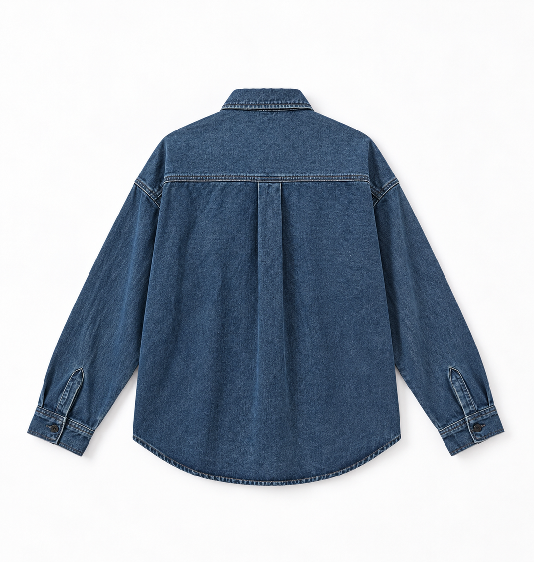 Waist-cinched denim shirt