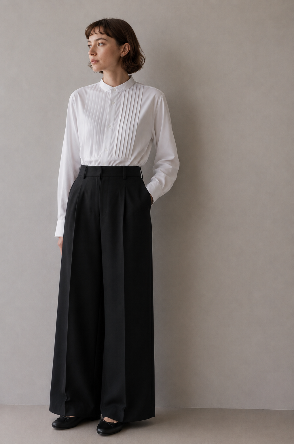 V-Neck Frill Sleeveless Shirt