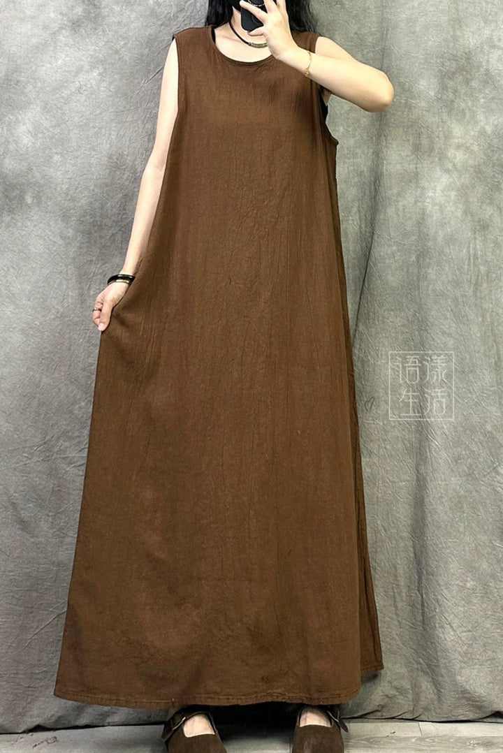 リネンスリーブレスドレス