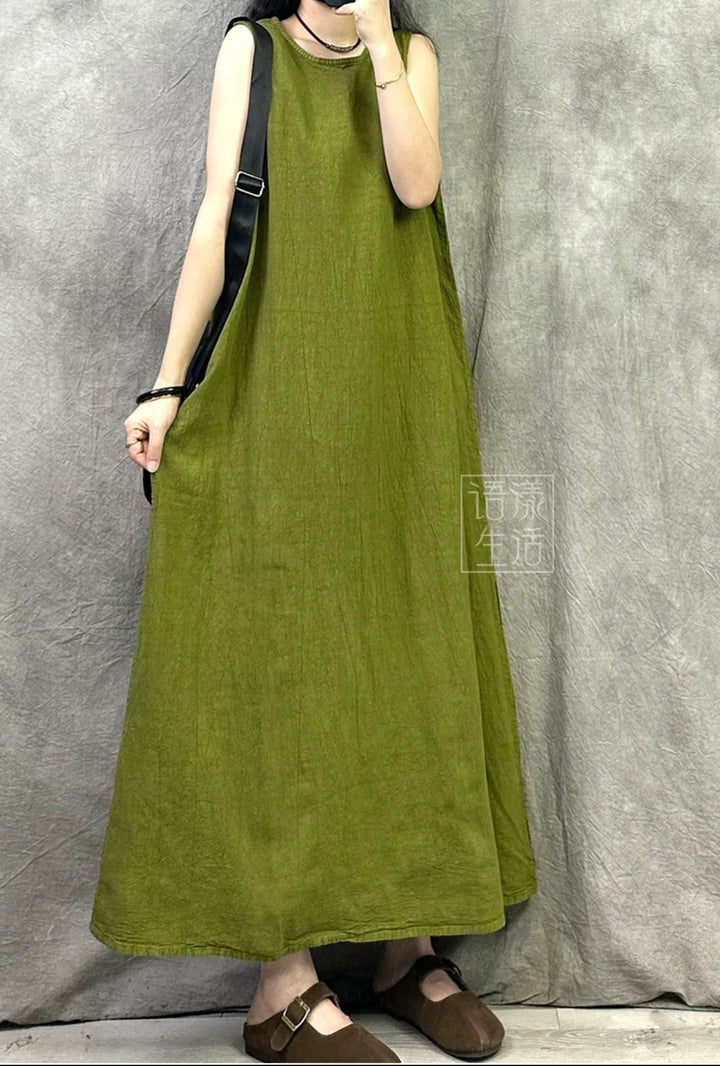 リネンスリーブレスドレス