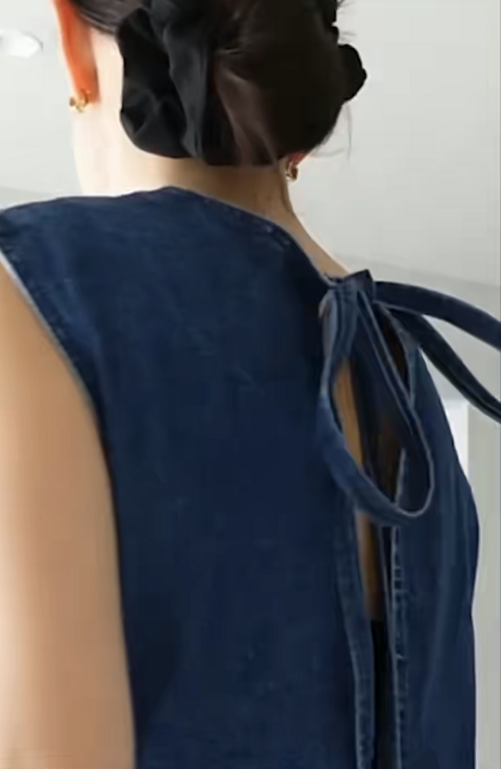 デニムバックリボンワンピース