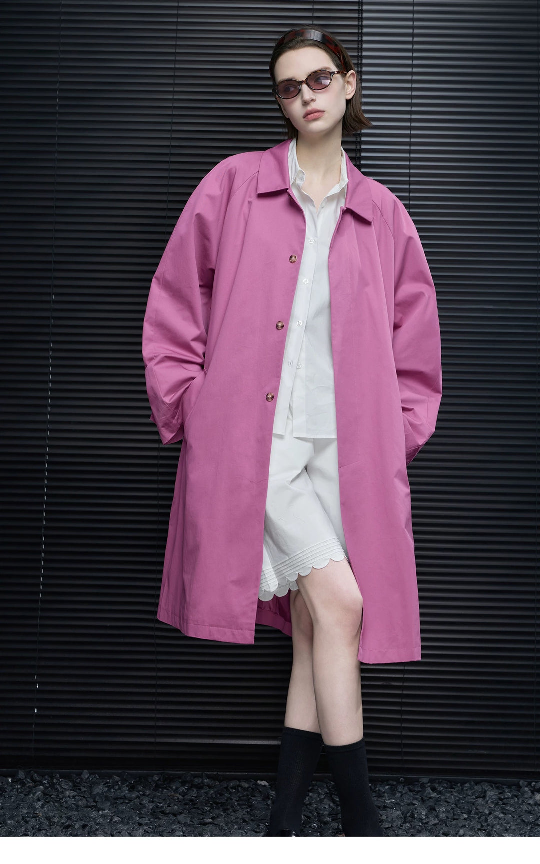 タフィーピンクステンカラーコート